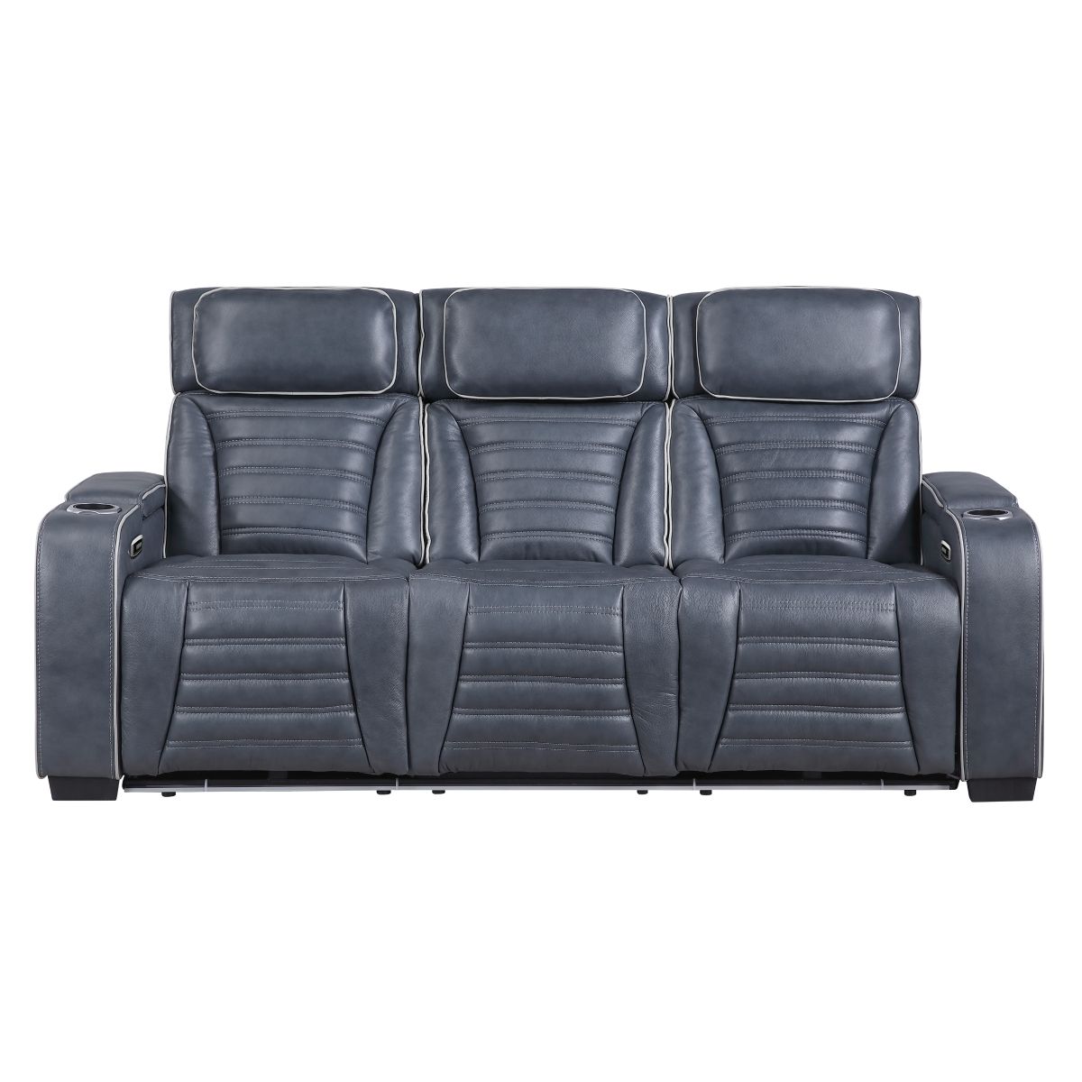 Cyber Power Double Reclining Sofa with Center Drop-Down Cup Holders, Power Headrests, Storage Arms(Top and Side) ,Cup holders, Reading Lights, Wireless Charger, Air Massage, Heat, LED Lighting and Charging Ports
