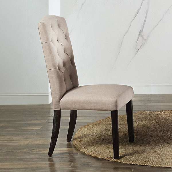 Gerardo - Side Chair (Set of 2) - Beige Linen & Weathered Espresso