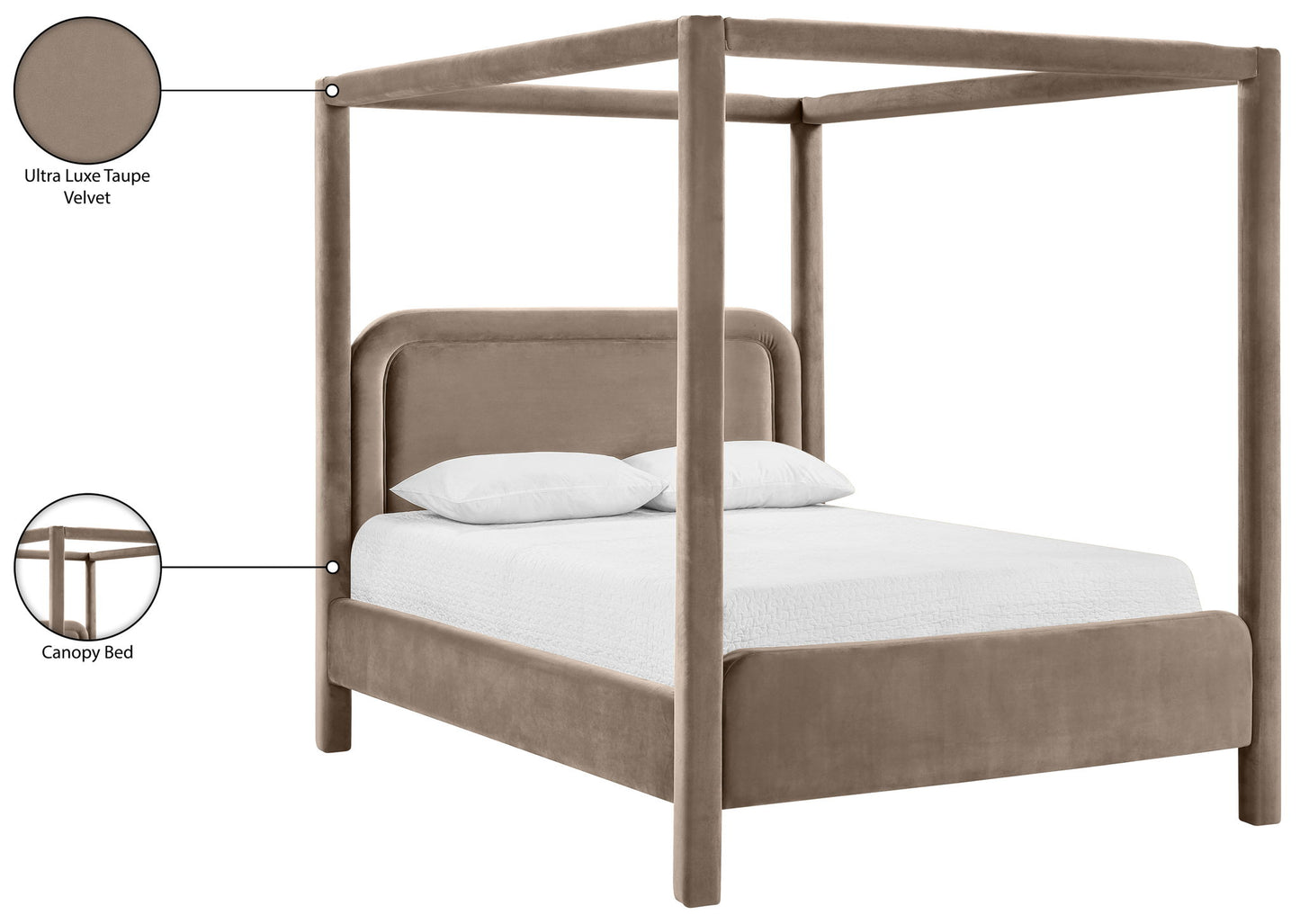 Salina - Velvet Upholstered Bed - Taupe