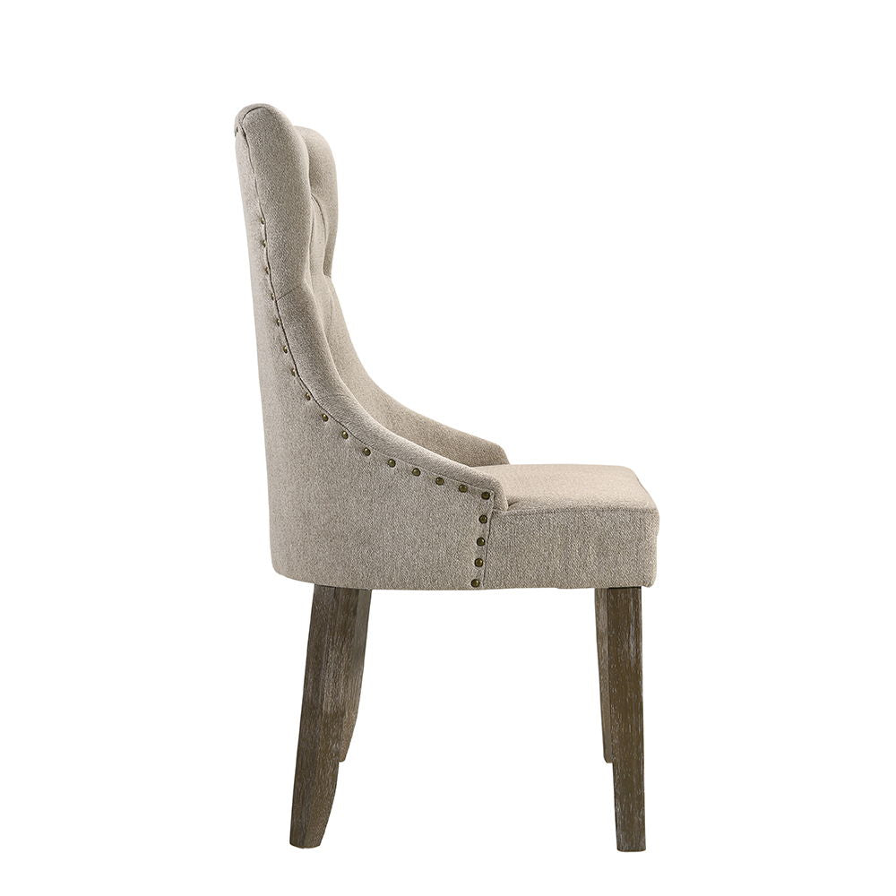 Gabrian - Side Chair (Set of 2) - Two-Tone Beige Fabric & Reclaimed Gray