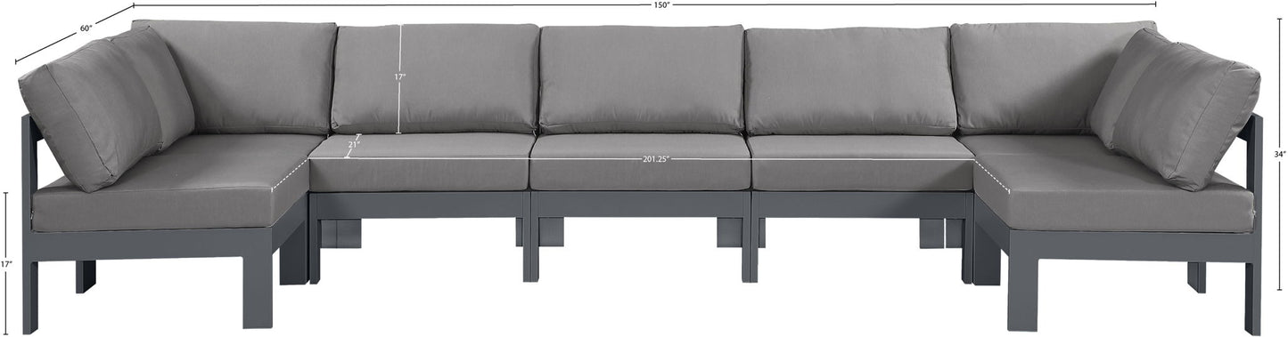 Nizuc - Outdoor Patio 7 Piece Modular Sectional With Gray Frame