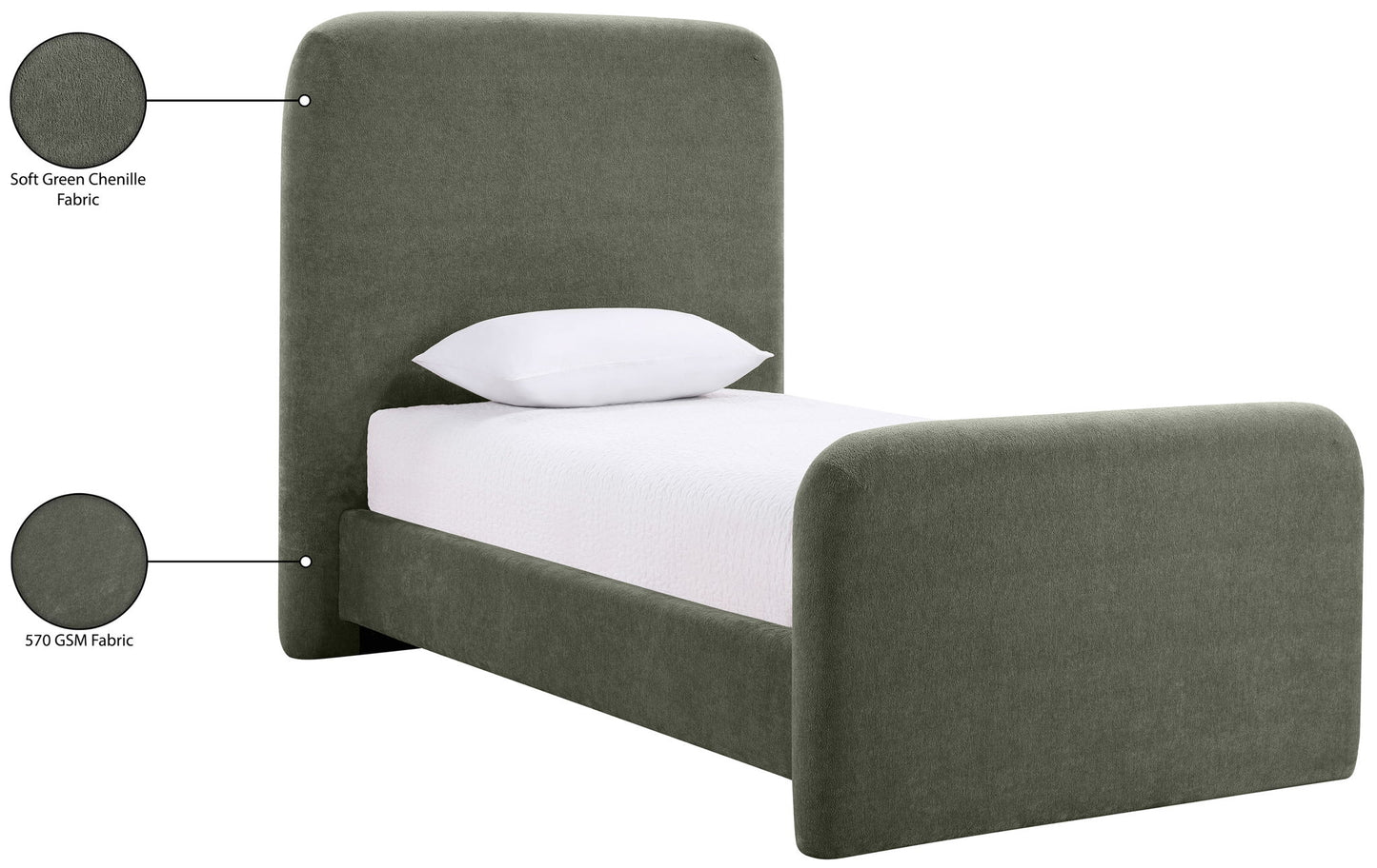 Fira - Chenille Fabric Upholstered Bed
