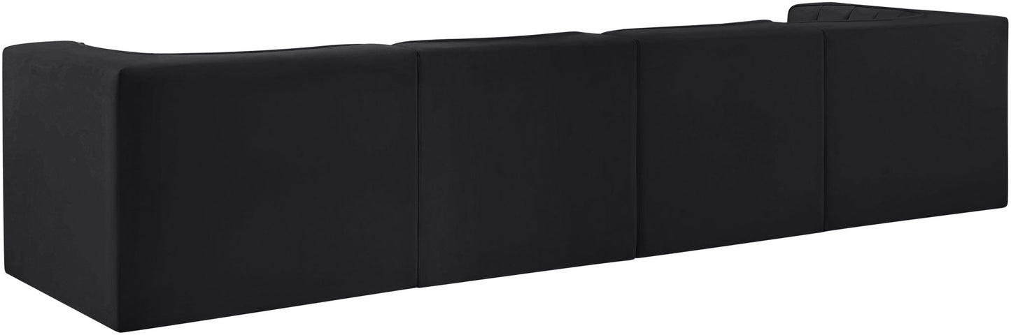 Rummi - Velvet Performance Fabric Upholstered 4 Piece Modular Sofa