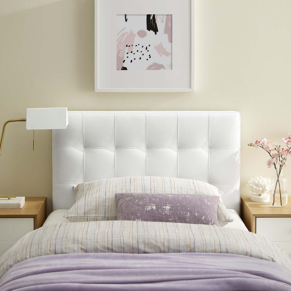 Lily Upholstered Vinyl Headboard - Twin, White