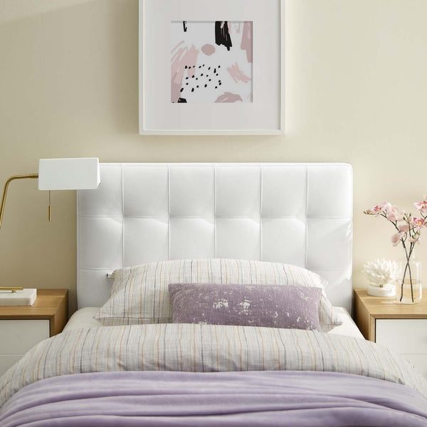 Lily Upholstered Vinyl Headboard - Twin, White