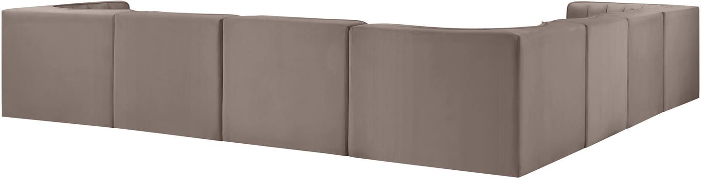 Rummi - Symmetrical Velvet Performance Fabric Upholstered 7 Piece Modular Sectional (With 3 Corner Chairs)