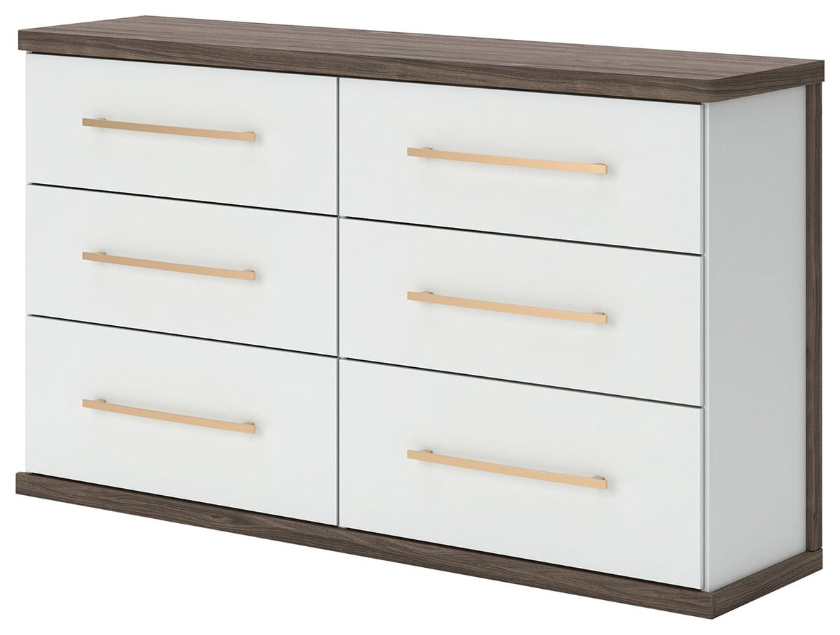 Kendanport - 3 Pc. - Dresser And 2 Nightstands - Brown / White