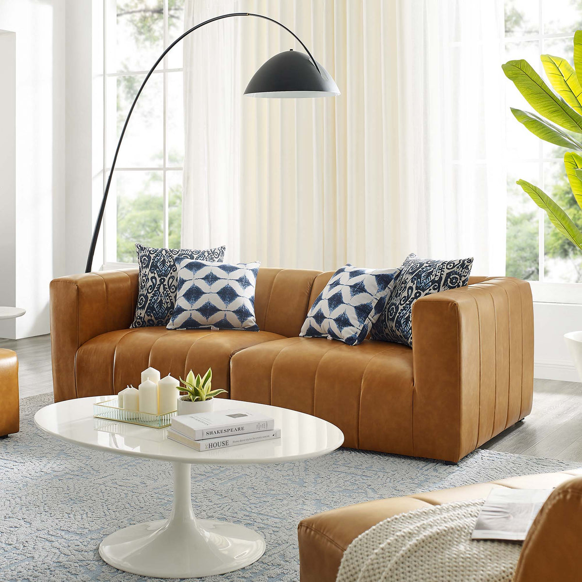 Bartlett Vegan Leather 2-Piece Loveseat - Tan