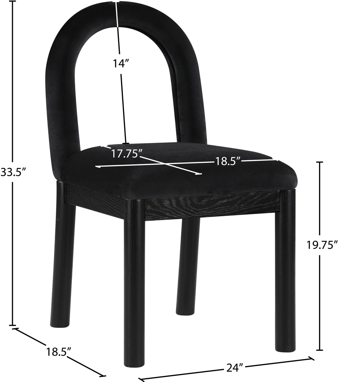 Conrad - Velvet Dining Chair With Black Legs