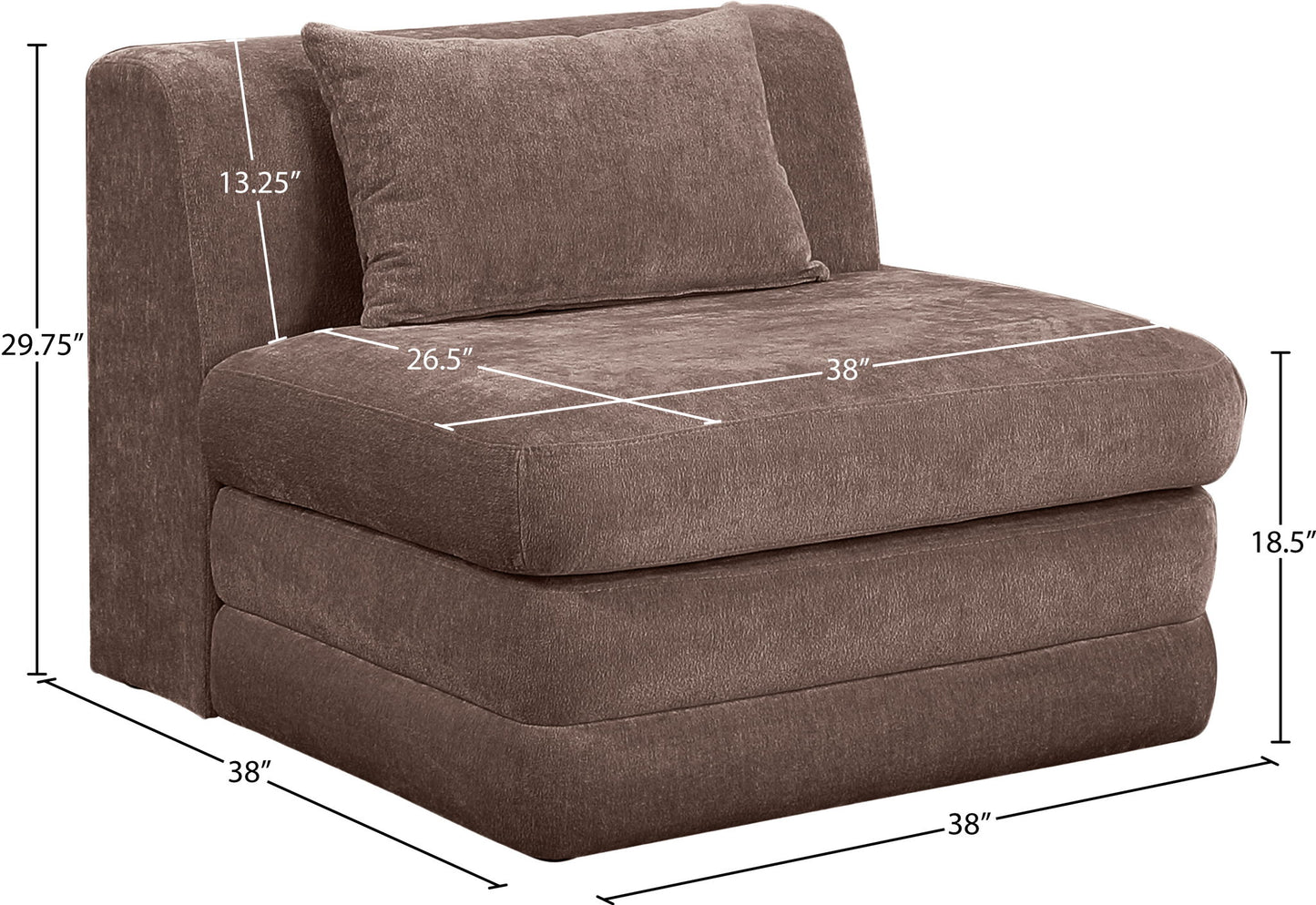 Stellar - Chenille Fabric Upholstered Modular Armless Chair