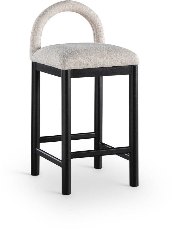 Conrad - Linen Counter Stool With Black Legs
