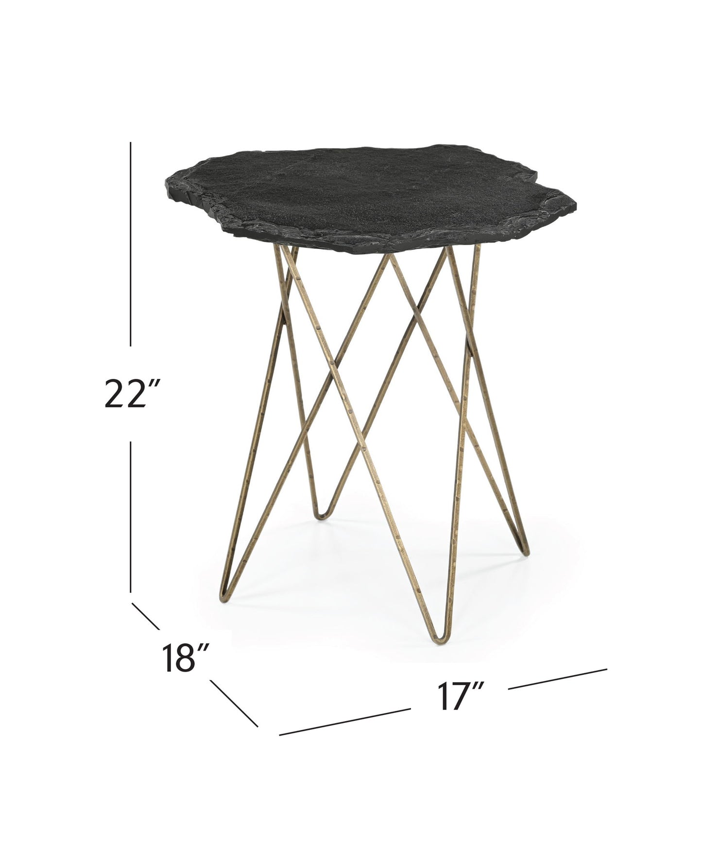Cleo - Accent Table - Antique Brass / Black Slate