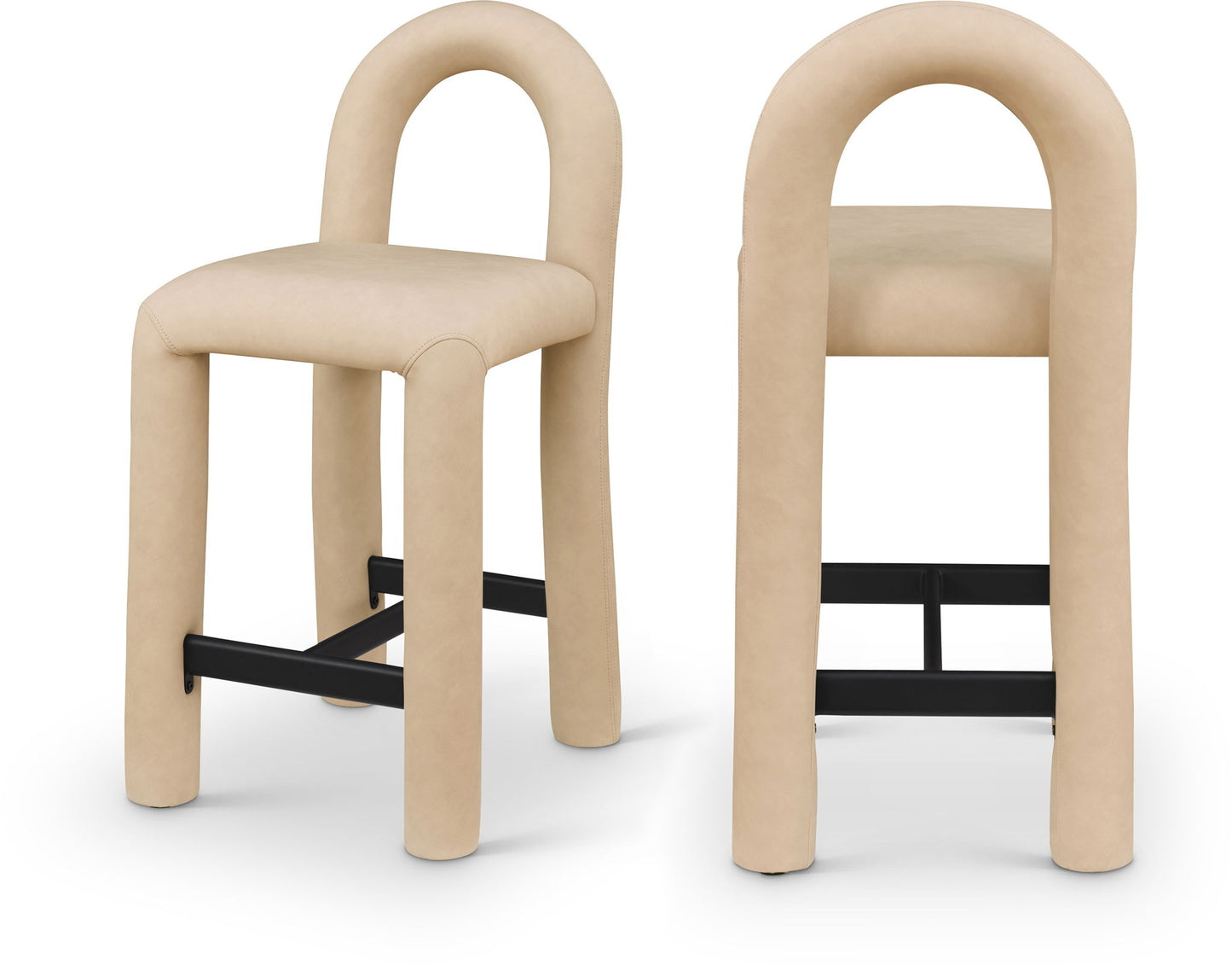 Amari - Vegan Leather and Boucle Fabric Stool