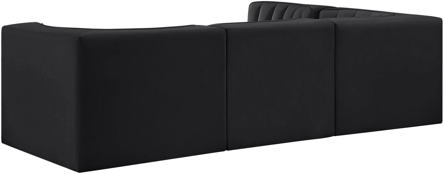 Rummi - Velvet Performance Fabric Upholstered 4 Piece Modular Sectional