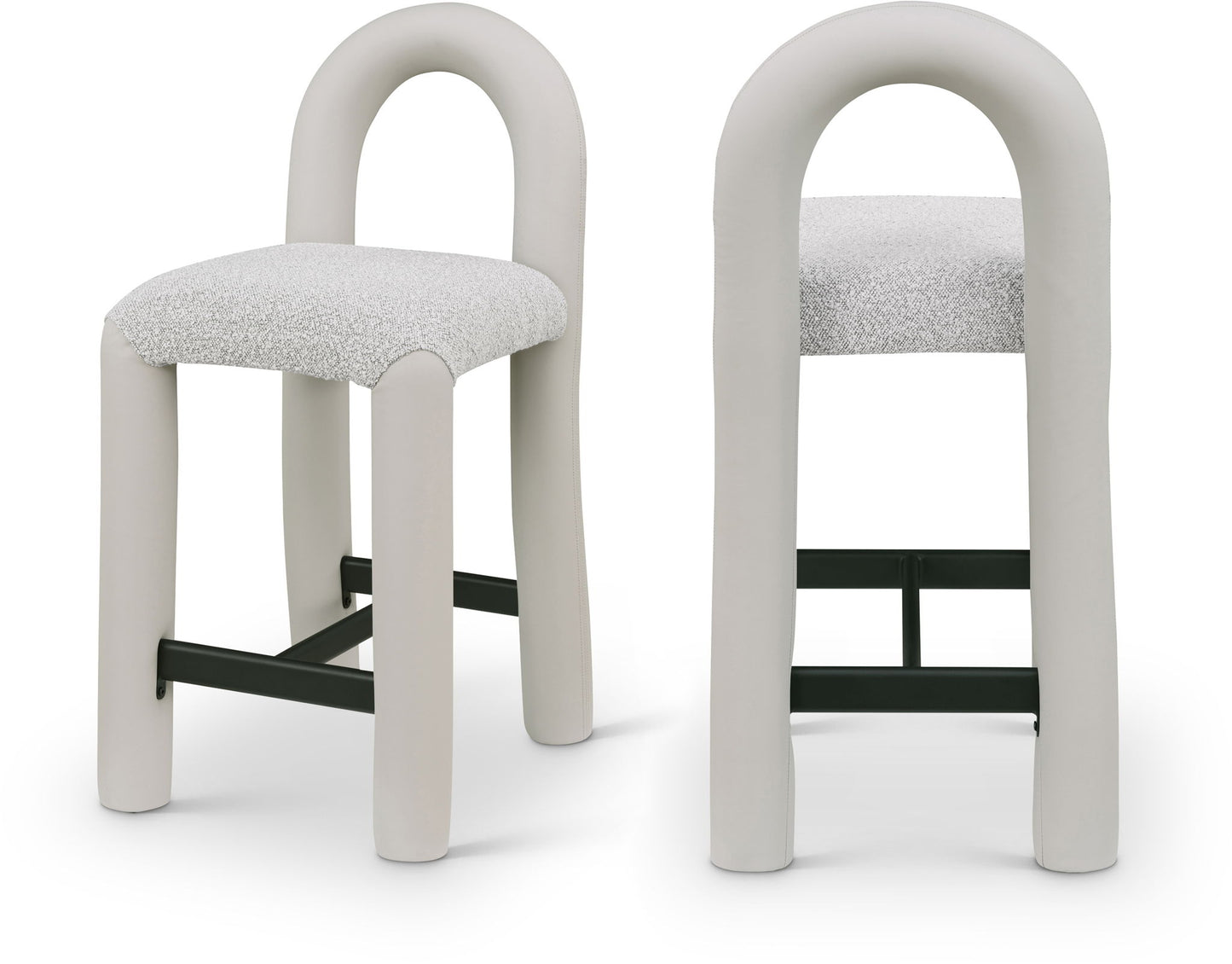 Amari - Vegan Leather and Boucle Fabric Stool