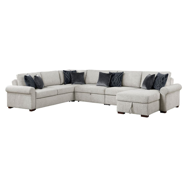 Isla 5-Piece Sectional with Reversible Chaise, Pull-out Bed, Hidden Storage and Click Motion Back