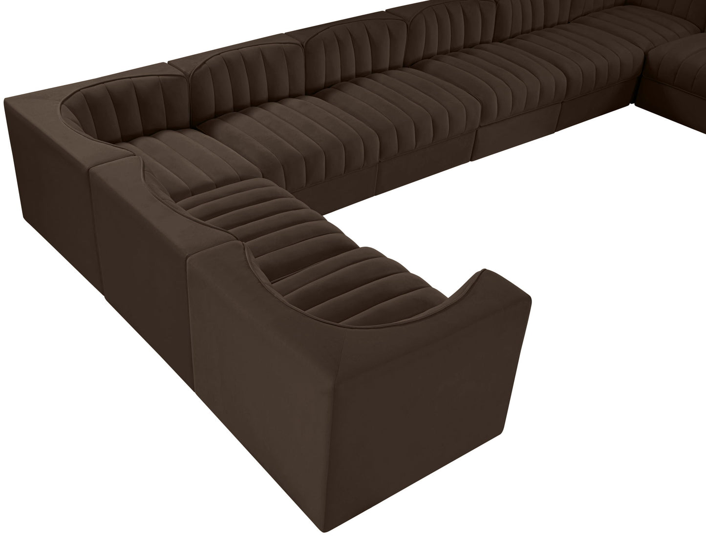 Rummi - Velvet Performance Fabric Upholstered 10 Piece Modular Sectional