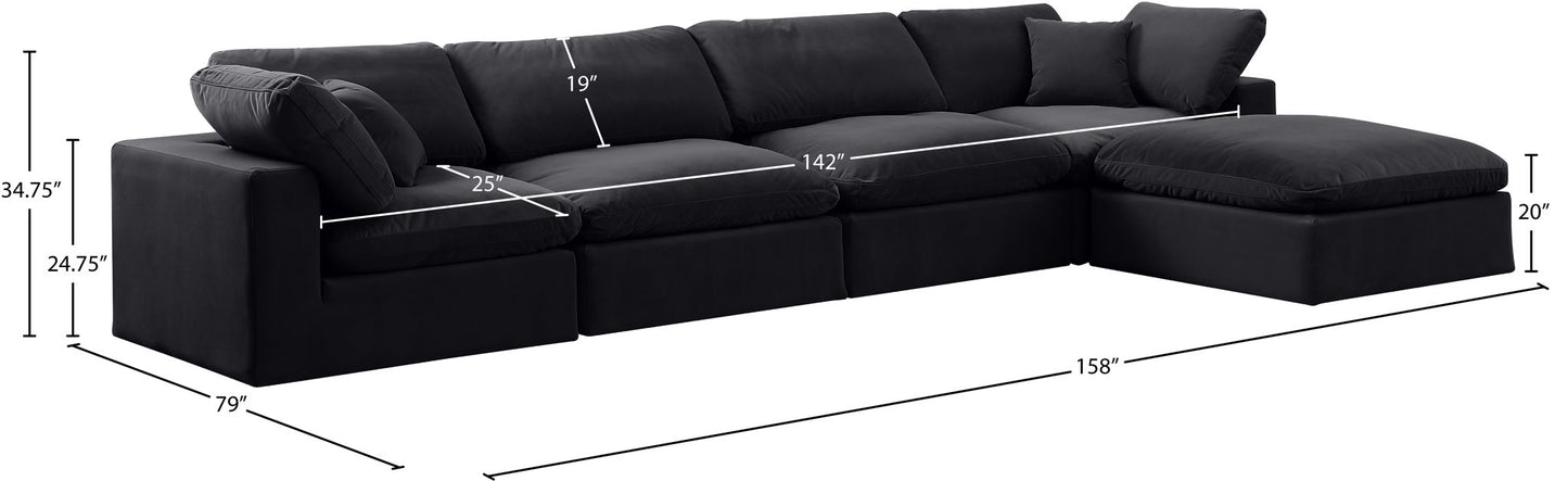 Comfy - 5 Piece Velvet Modular Sectional With Chaise