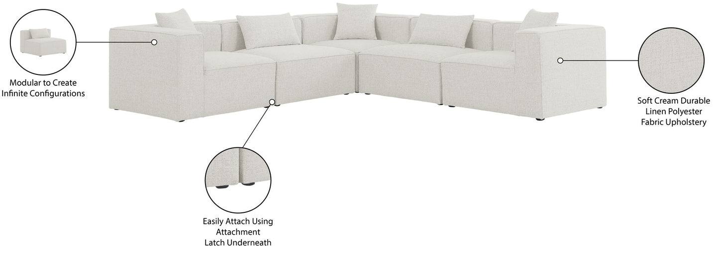 Cube - Linen 5 Piece Modular Corner Sectional