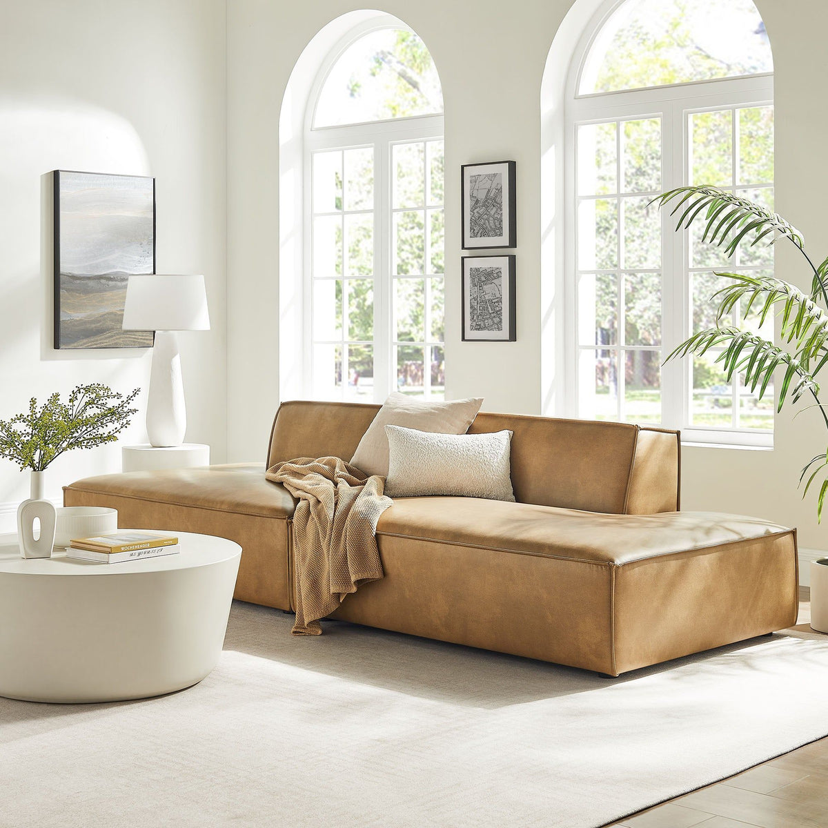 Restore 2-Piece Vegan Leather Modular Loveseat - Toast