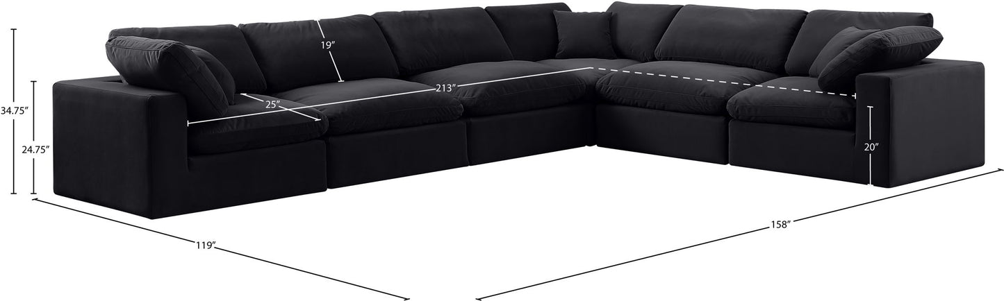 Comfy - 6 Piece Velvet Modular Corner Sectional
