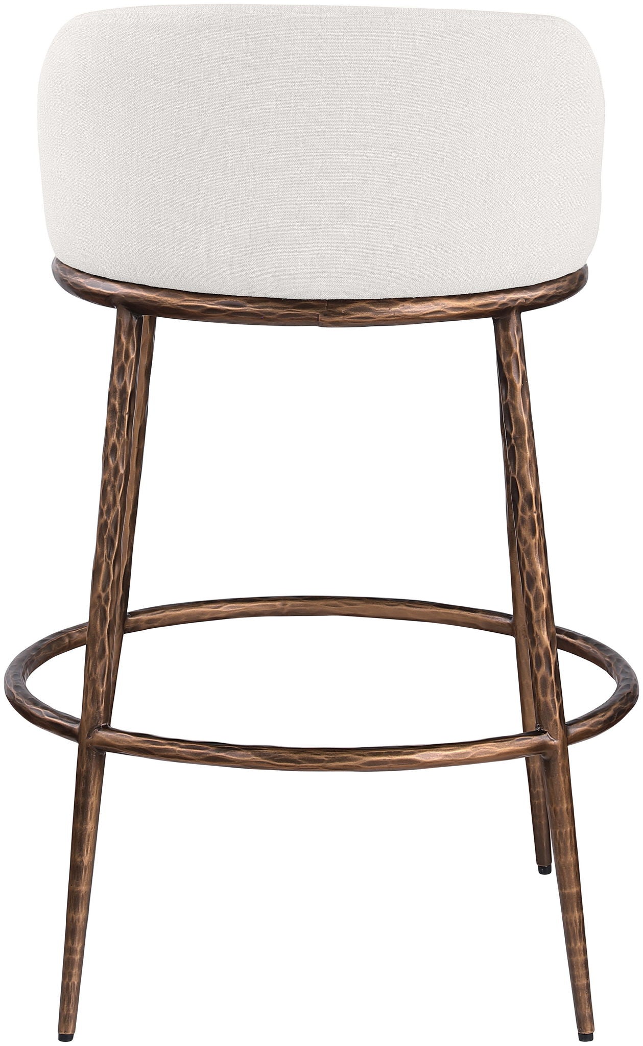 Ferro - Performance Fabric Upholstered Bar Stool - Cream / Antique Bronze