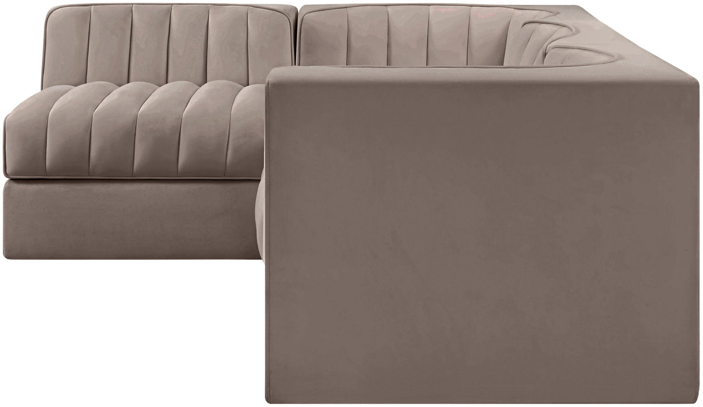 Rummi - Velvet Performance Fabric Upholstered 4 Piece Modular Sectional