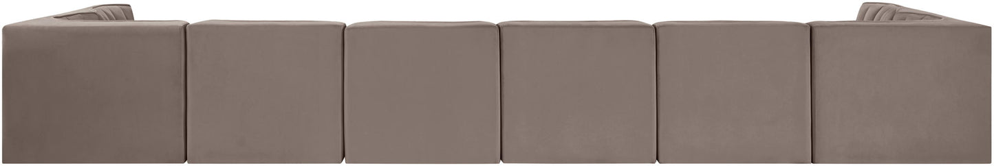 Rummi - Velvet Performance Fabric Upholstered 8 Piece Modular Sectional (With 2 Corner Chairs)