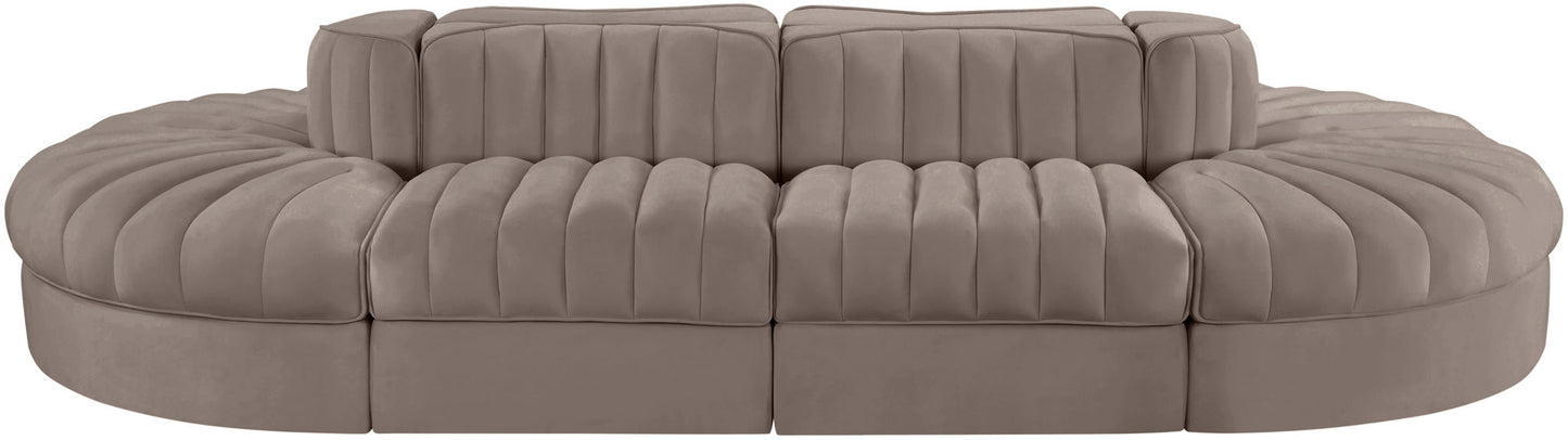 Rummi - Oval Velvet Performance Fabric Upholstered 8 Piece Modular Sectional