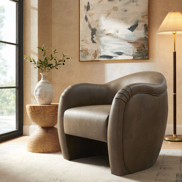Compose Barrel Vegan Leather Accent Chair - Mushroom