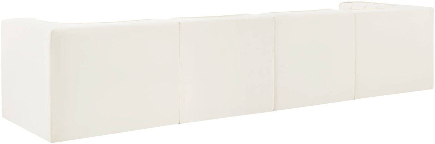 Rummi - Velvet Performance Fabric Upholstered 4 Piece Modular Sofa