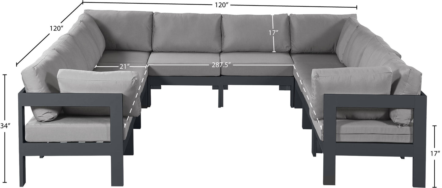 Nizuc - Outdoor Patio 10 Piece Modular Sectional With Gray Frame