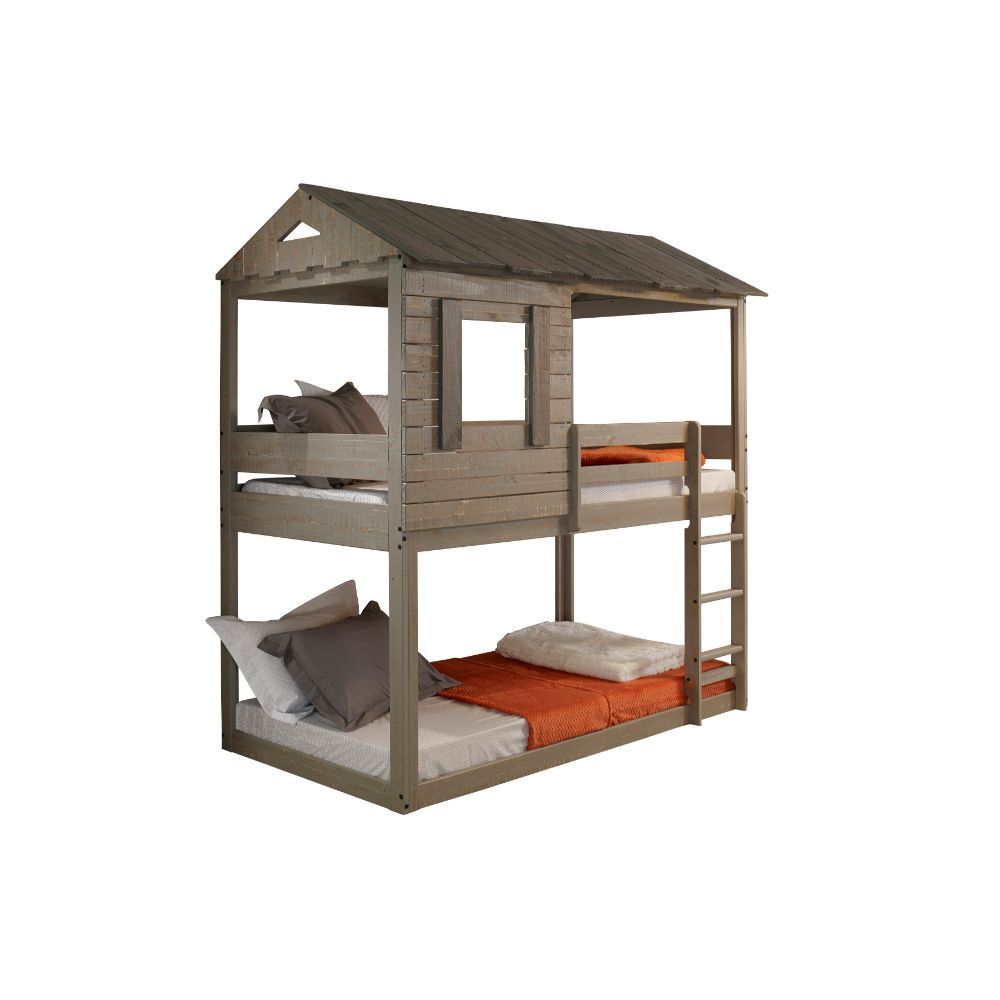 Darlene - Twin Over Twin Bunk Bed - Rustic Gray