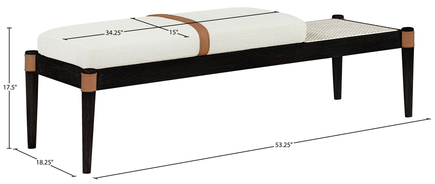 Nara - Linen Textured Fabric Upholstered Bench - Painted Black
