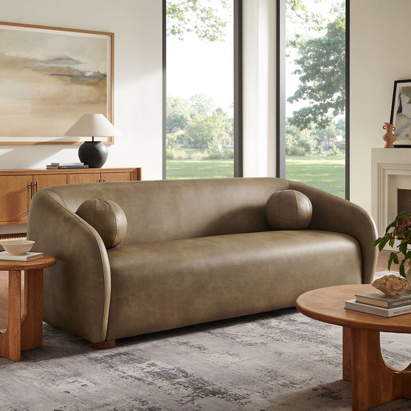 Holland 85" Vegan Leather Sofa - Mushroom