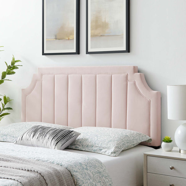 Alyona Channel Tufted Performance Velvet Headboard - Twin, Pink