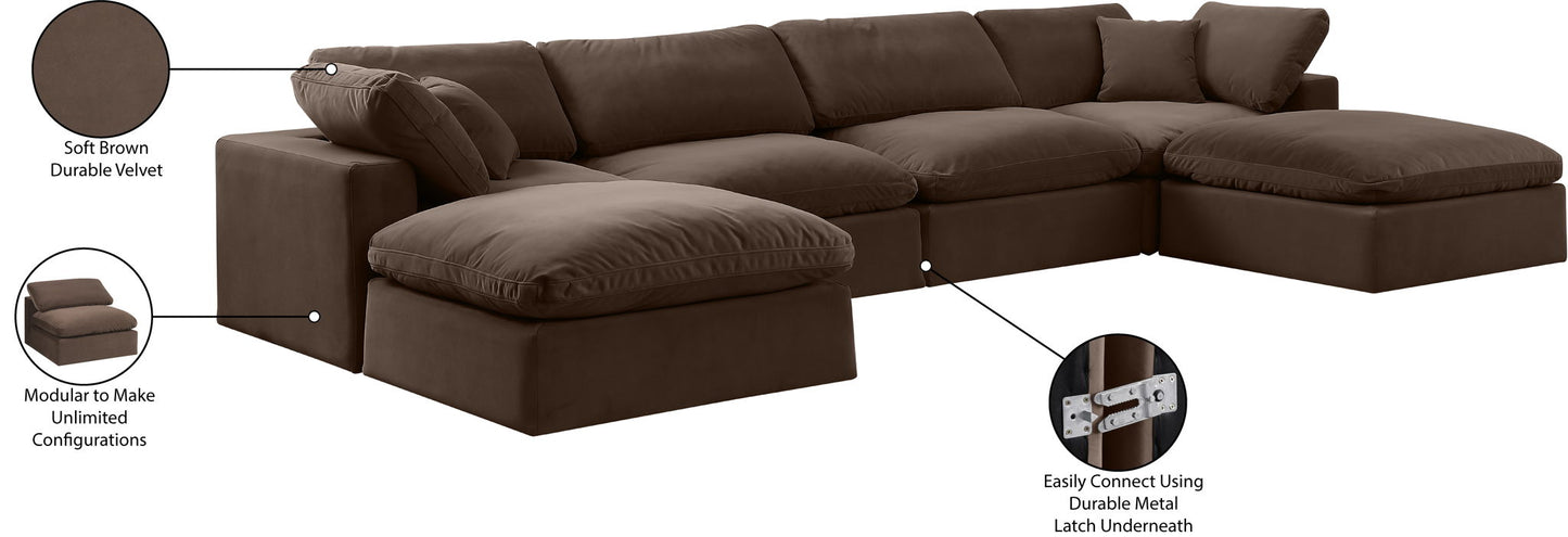 Comfy - 6 Piece Velvet Modular Double Chaise Sectional