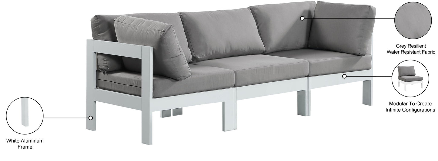 Nizuc - Outdoor Patio 3 Seat Modular Sofa With White Frame