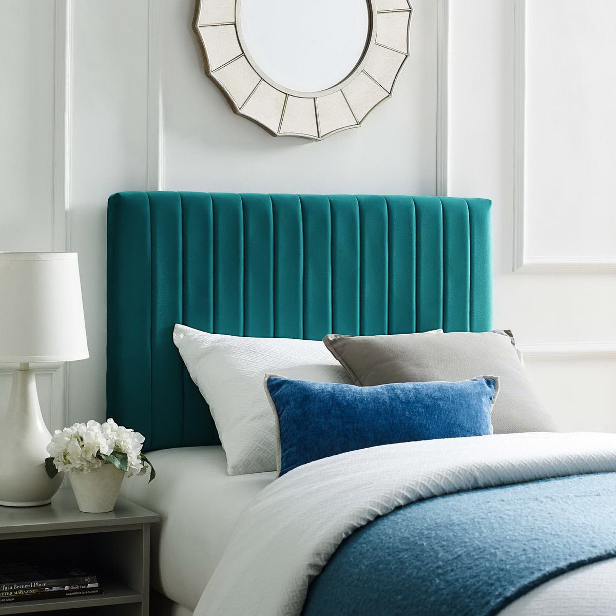 Keira Performance Velvet Headboard - Twin, Teal