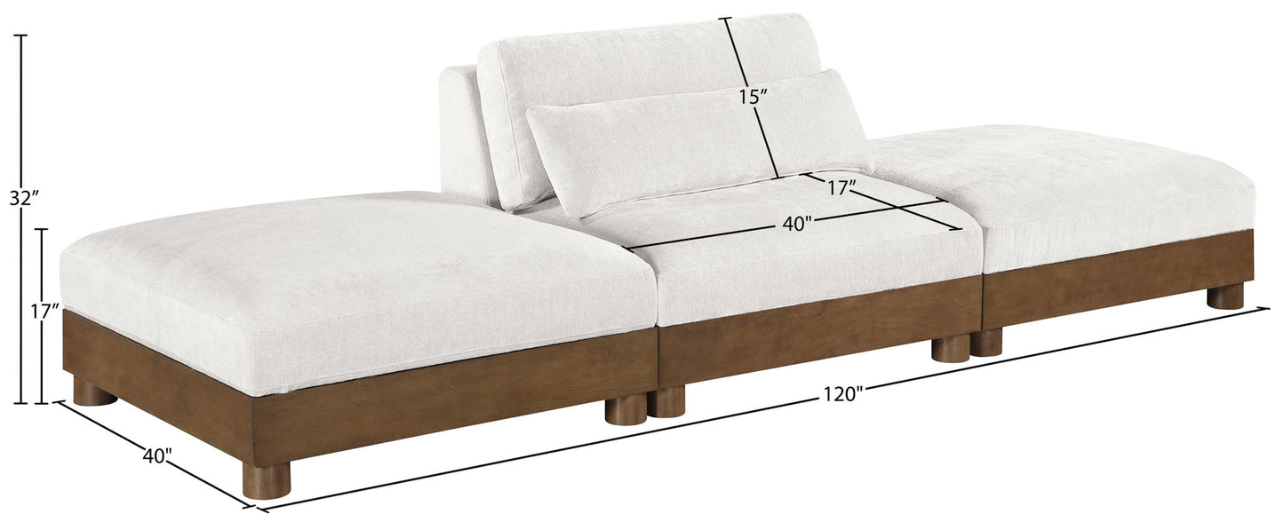 Turin - Chenille Fabric Upholstered Modular Sectional - Cream