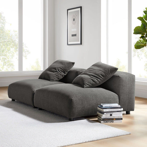Solace 2-Piece Modular Upholstered Fabric Sofa - Charcoal