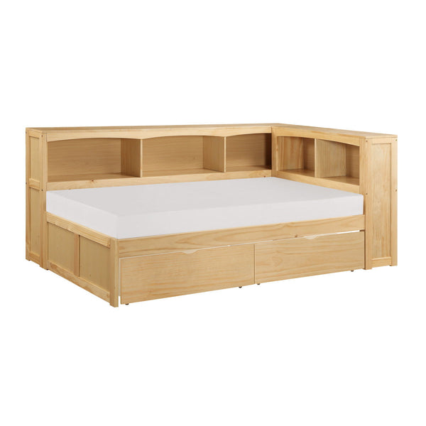 Bartly Twin Bookcase Corner Platform Bed with Storage Boxes