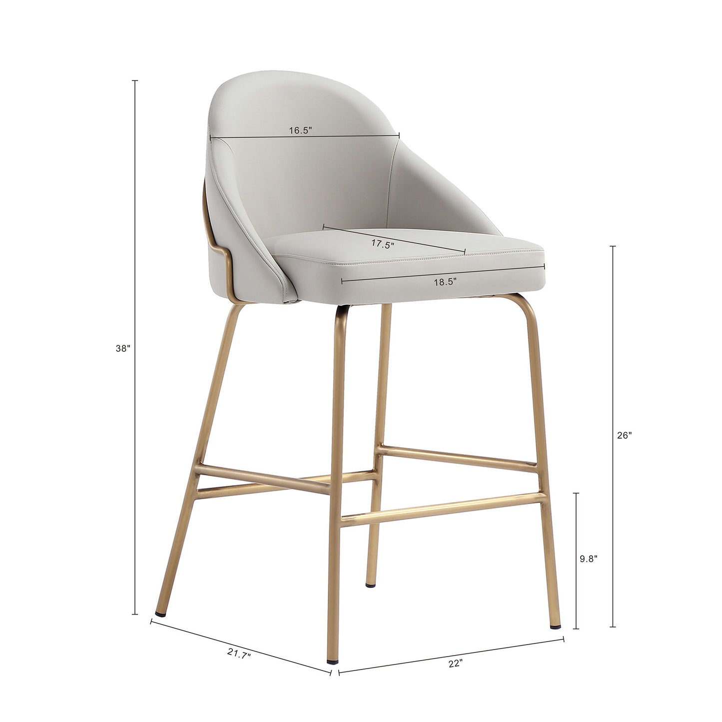 Manhattan Gracie - Counter Stool With Gold Base