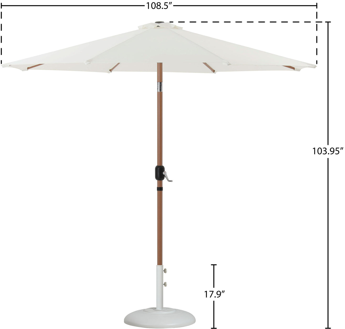 Fiji - Aluminum Patio Umbrella With Round White And Teak Base