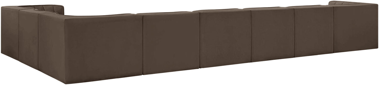 Rummi - Velvet Performance Fabric Upholstered 8 Piece Modular Sectional (With 3 Corner Chairs)