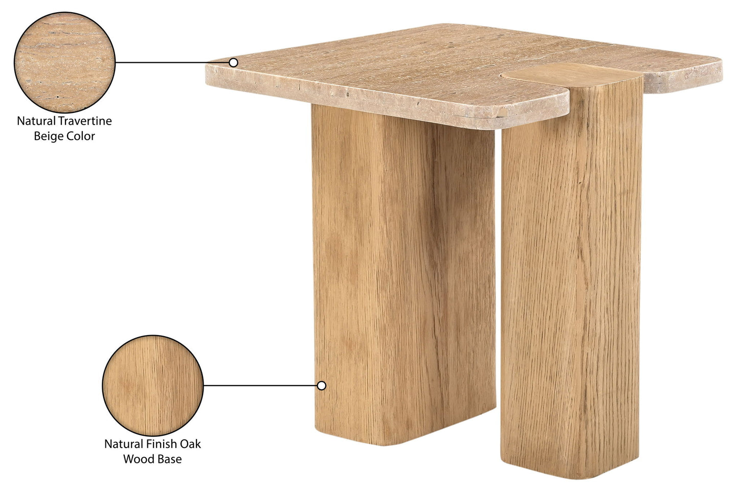 Ravenna - Genuine Fabric Travertine And Oak Wood Table