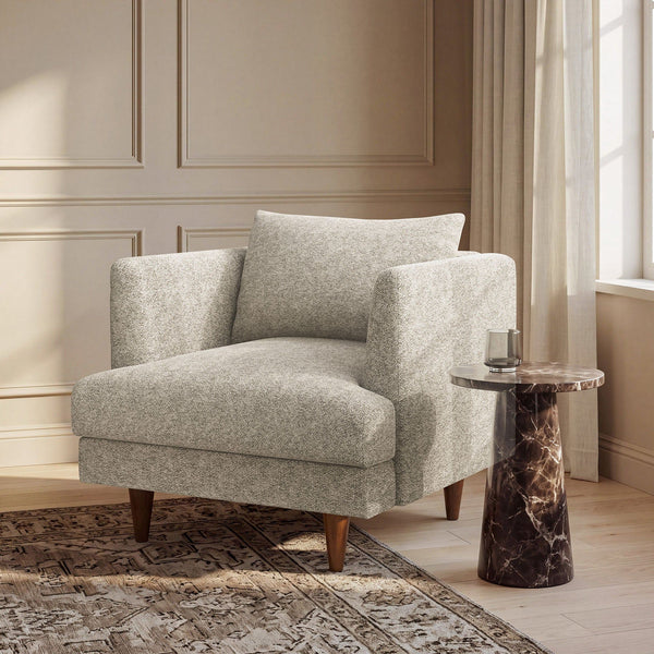 Zoya Down Filled Overstuffed Boucle Armchair - Fog