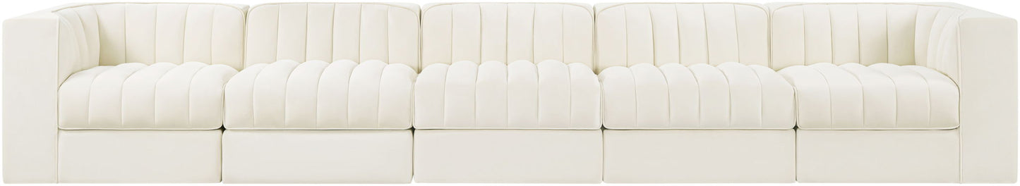 Rummi - Velvet Performance Fabric Upholstered 5 Piece Modular Sofa