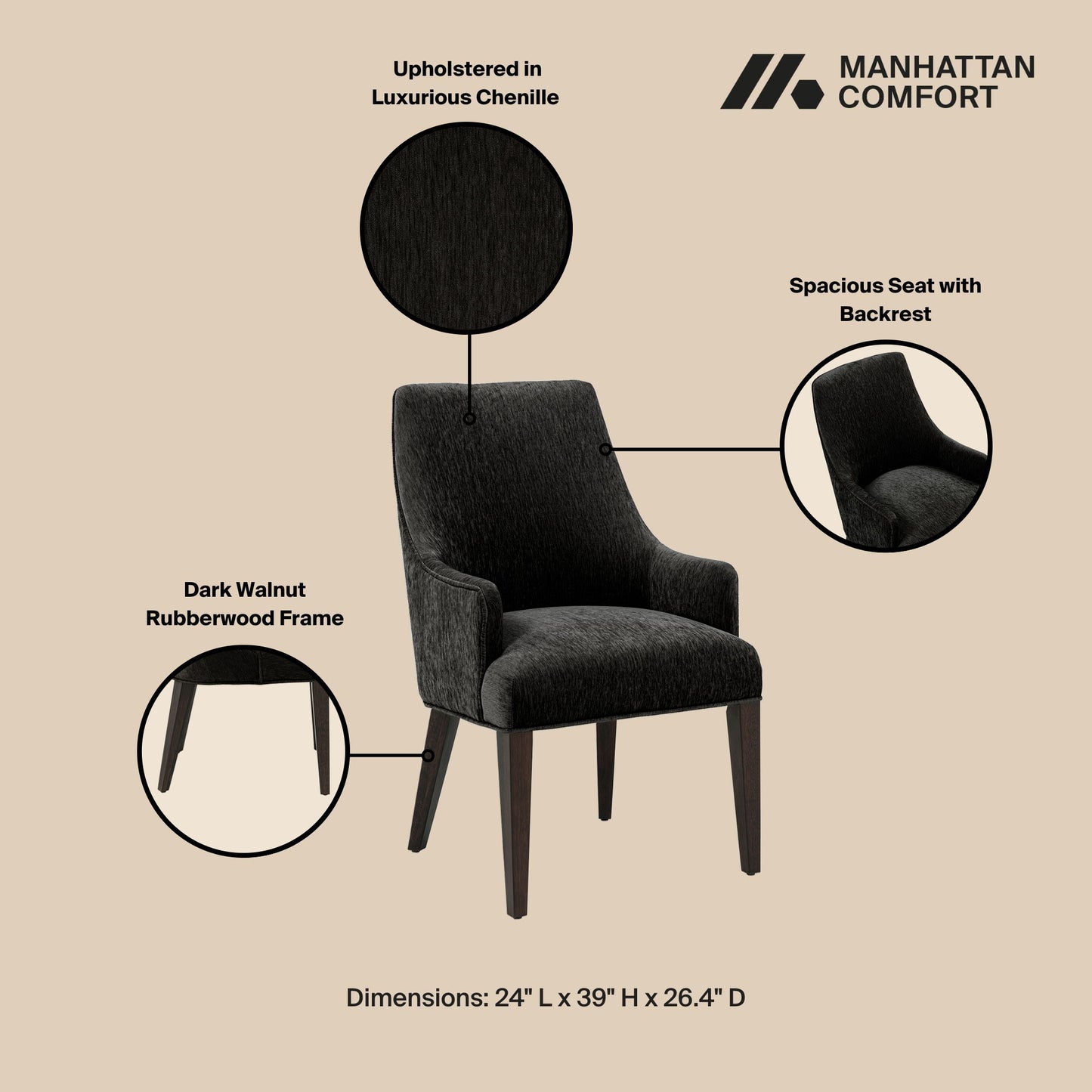 Manhattan Beever - Chenille Wood Armchair