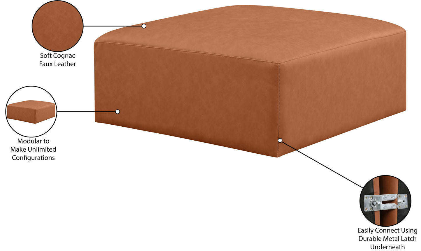 Cube - Ottoman - Cognac